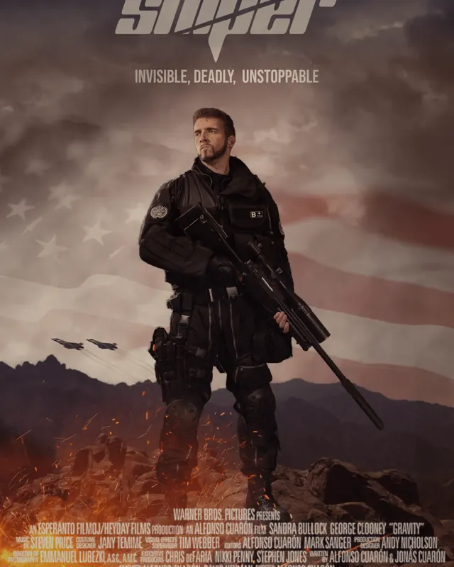 Sniper — Poster for an imagined film, blockbuster-style